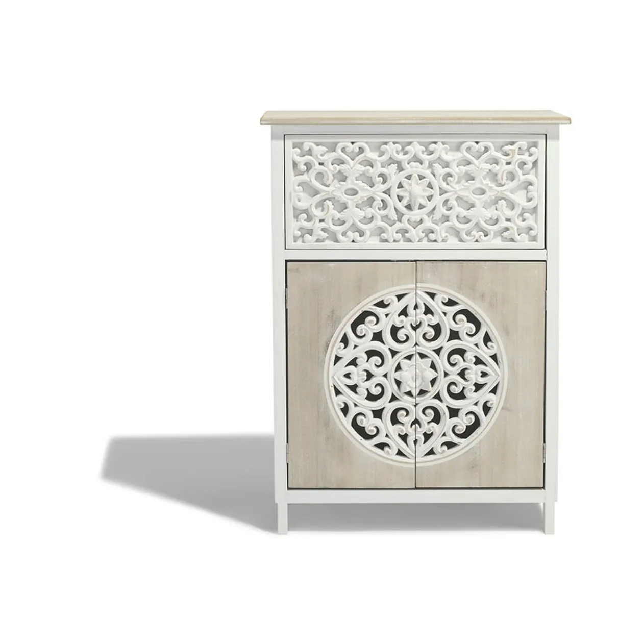 Chevet Java naturel avec 1 porte et 1 tiroir