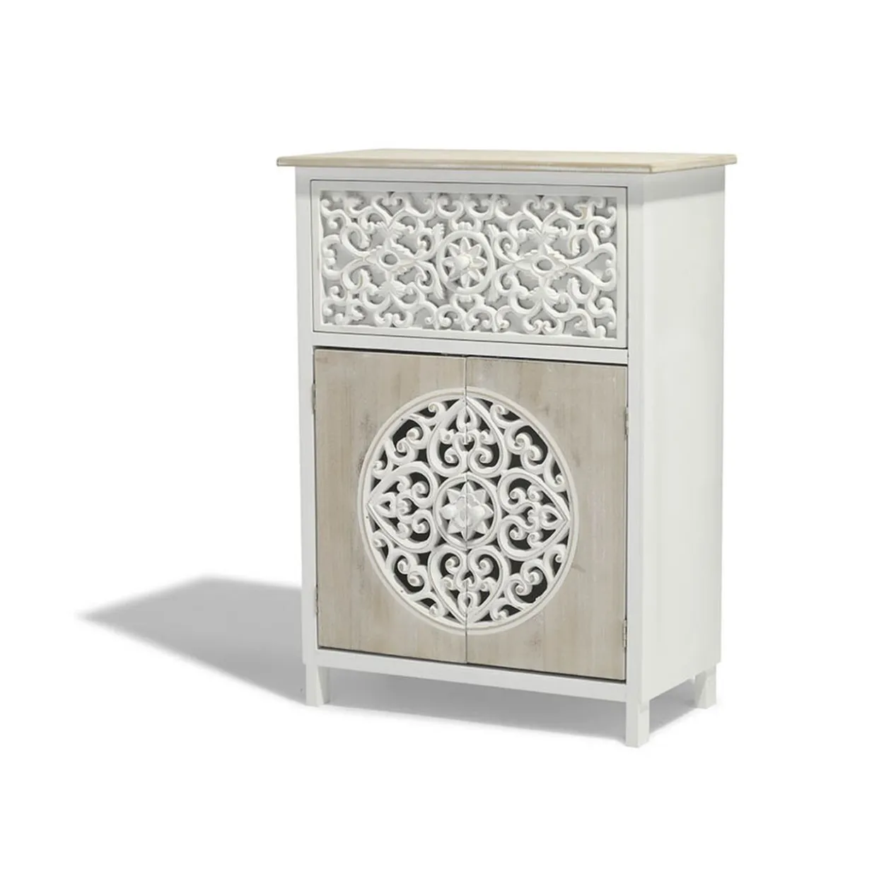 Chevet Java naturel avec 1 porte et 1 tiroir