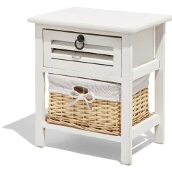 Chevet Saint-Malo blanc 1 tiroir 1 panière