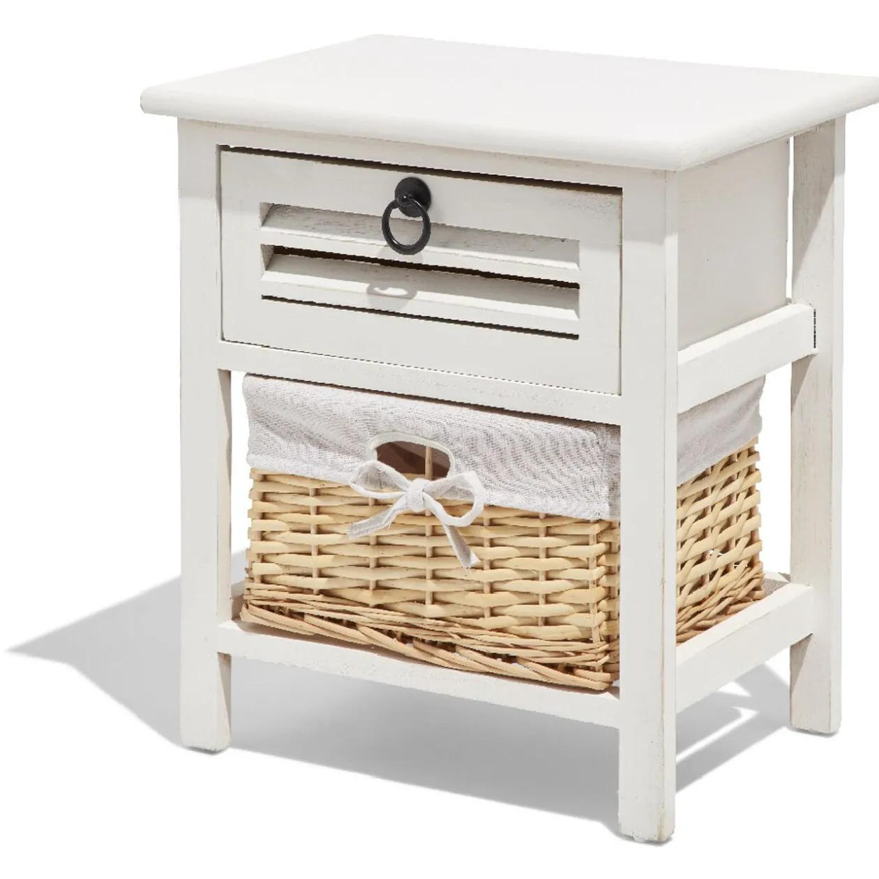 Chevet Saint-Malo blanc 1 tiroir 1 panière