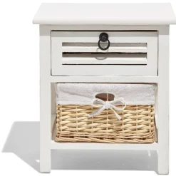 Chevet Saint-Malo blanc 1 tiroir 1 panière