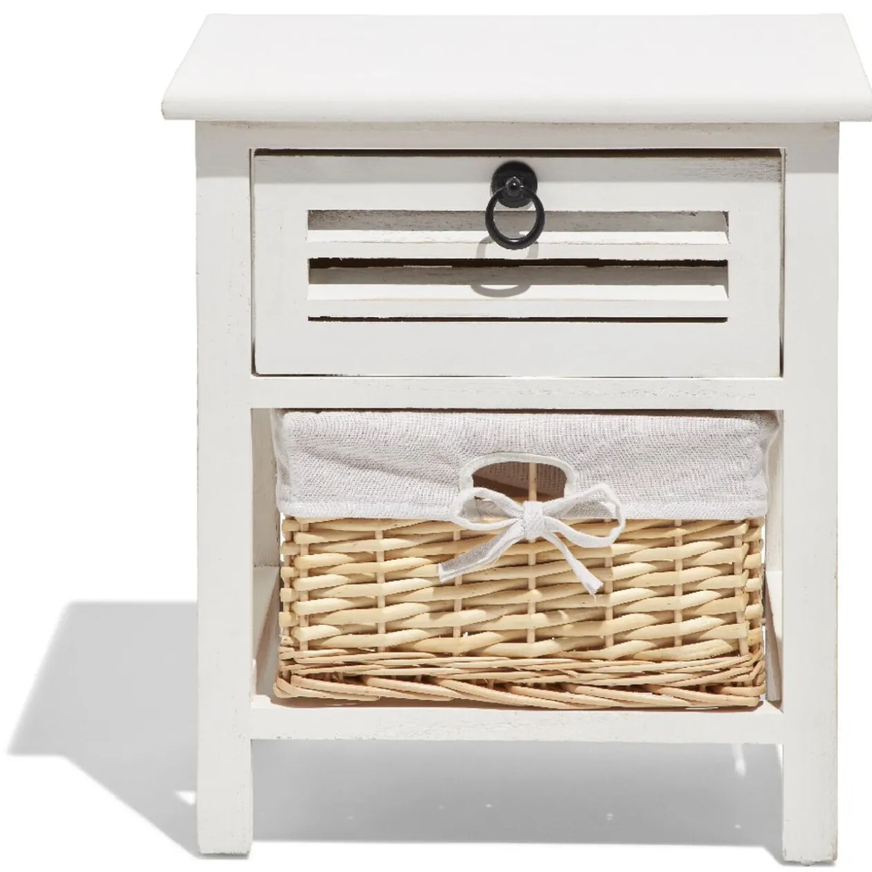 Chevet Saint-Malo blanc 1 tiroir 1 panière