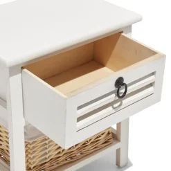 Chevet Saint-Malo blanc 1 tiroir 1 panière