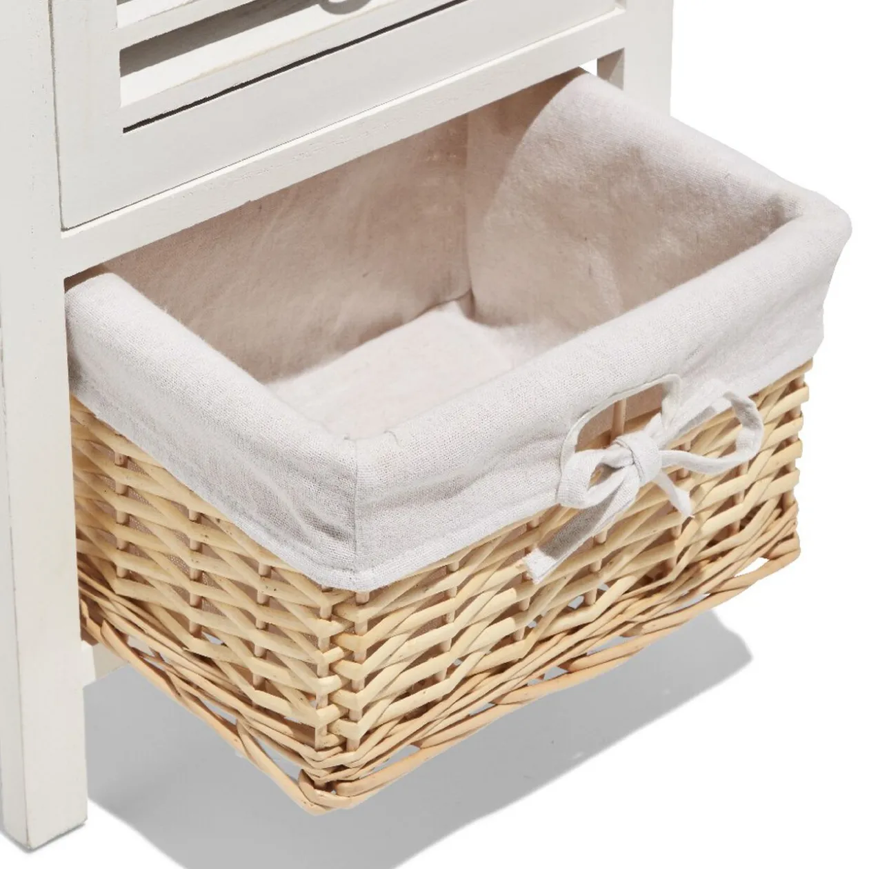 Chevet Saint-Malo blanc 1 tiroir 1 panière