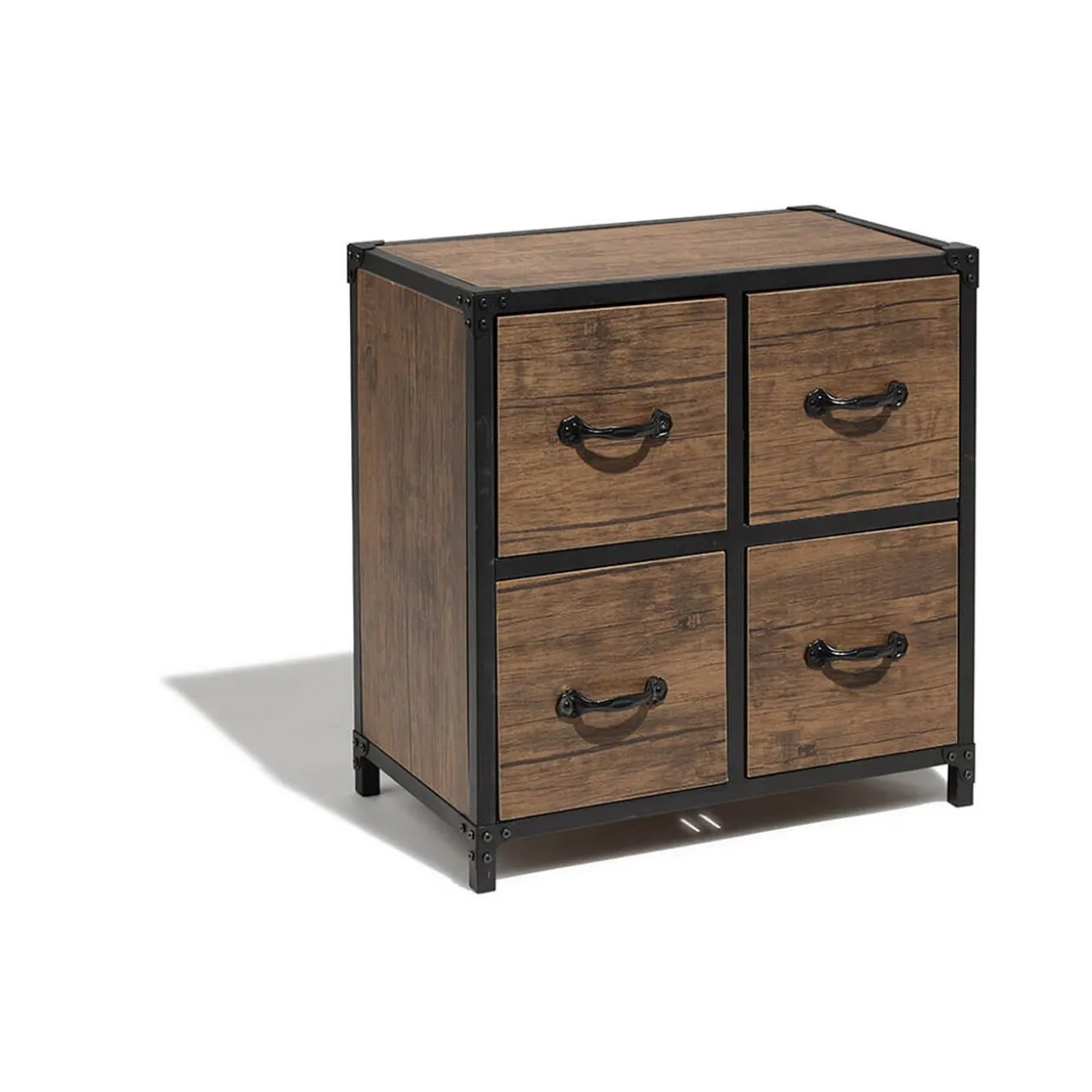 Chiffonnier acajou et noir Chicago 4 tiroirs