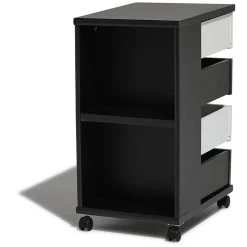 Chiffonnier Andy noir et blanc 4 tiroirs et 2 niches