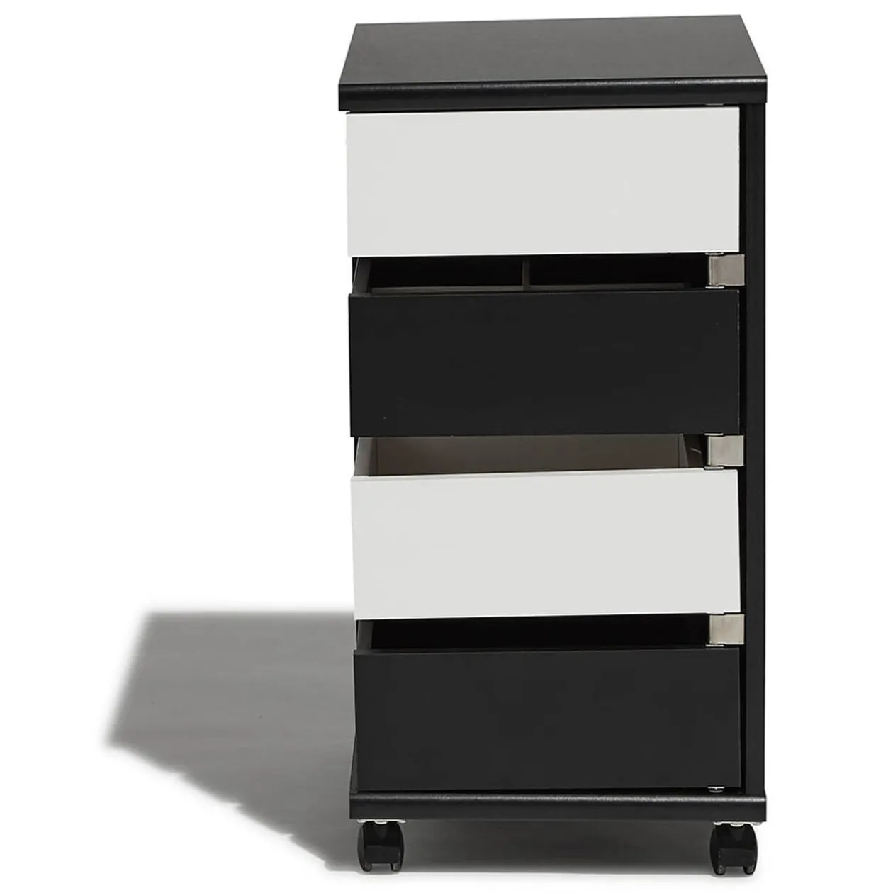 Chiffonnier Andy noir et blanc 4 tiroirs et 2 niches