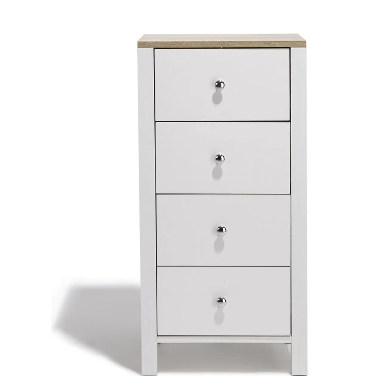 Chiffonnier blanc et naturel Bristol 4 tiroirs