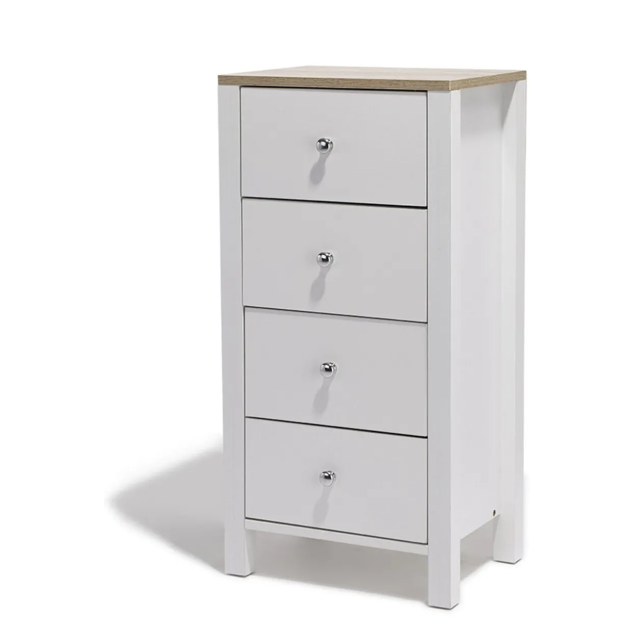 Chiffonnier blanc et naturel Bristol 4 tiroirs