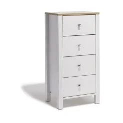 Chiffonnier blanc et naturel Bristol 4 tiroirs