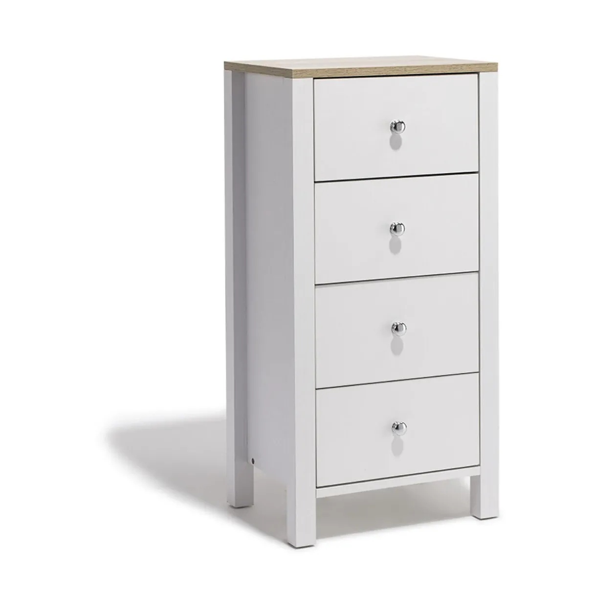 Chiffonnier blanc et naturel Bristol 4 tiroirs