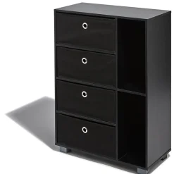 Chiffonnier noir Utah 4 tiroirs et 2 niches