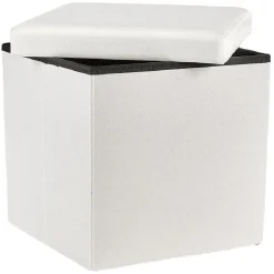Coffre pouf Clara Blanc - L38 x P38 x H37,5 cm