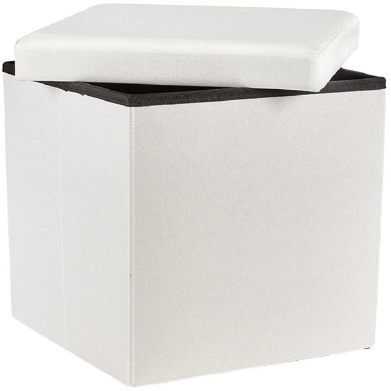 Coffre pouf Clara Blanc - L38 x P38 x H37,5 cm