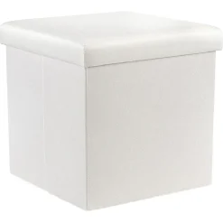 Coffre pouf Clara Blanc - L38 x P38 x H37,5 cm