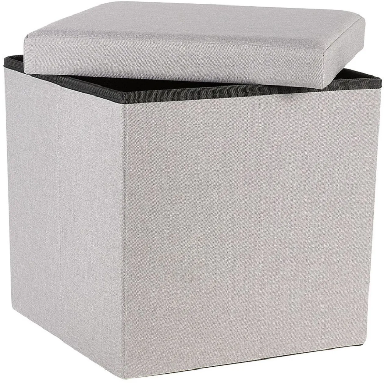 Coffre pouf Clara Gris - L38 x P38 x H37,5 cm