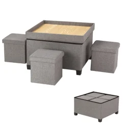 Coffre/Table et 4 poufs de rangement