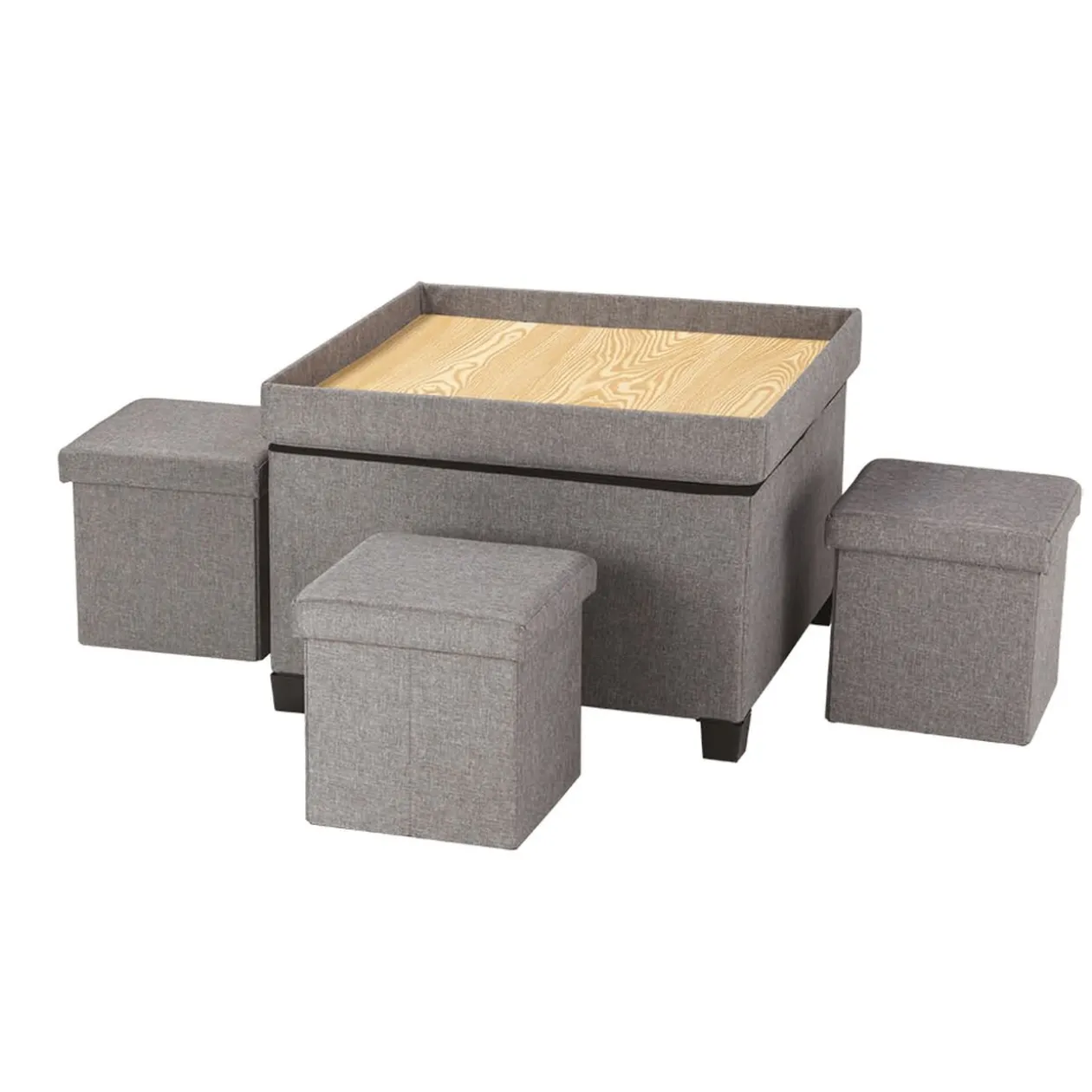 Coffre/Table et 4 poufs de rangement