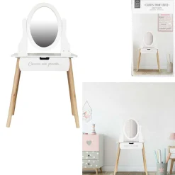 Coiffeuse enfant Louise Comme une grande bois blanc et naturel H109cm