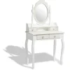 Coiffeuse Hortense blanche 4 tiroirs et 1 miroir