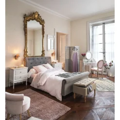 Coiffeuse Hortense blanche 4 tiroirs et 1 miroir