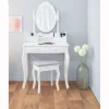 Coiffeuse Iris blanche avec tabouret et miroir