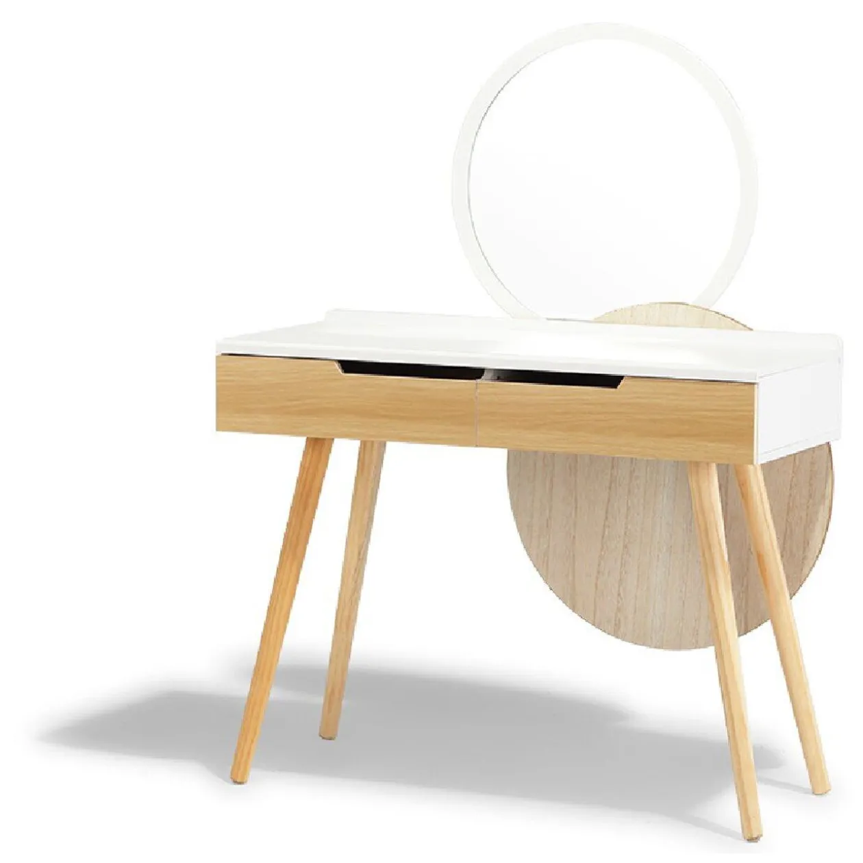 Coiffeuse Nataly bois clair et blanc