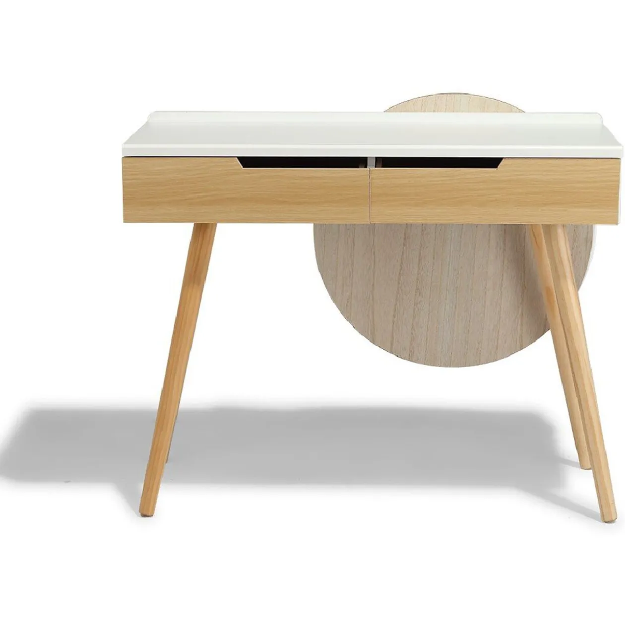 Coiffeuse Nataly bois clair et blanc