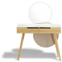 Coiffeuse Nataly bois clair et blanc