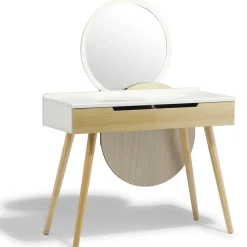 Coiffeuse Nataly bois clair et blanc