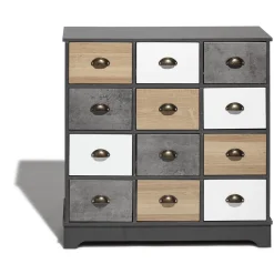 Commode Auckland gris anthracite 12 tiroirs