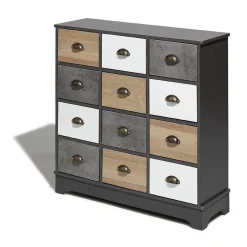 Commode Auckland gris anthracite 12 tiroirs