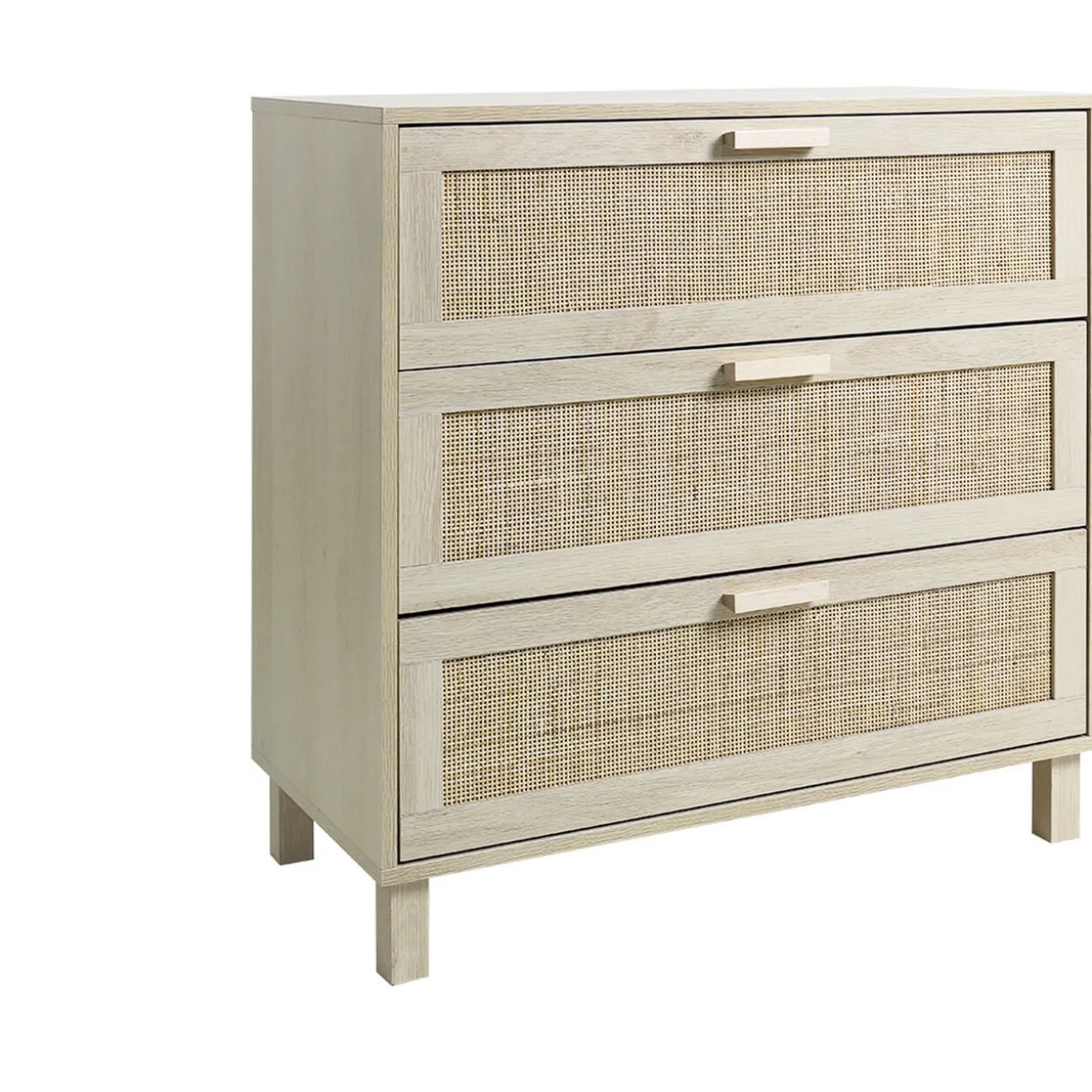 Commode Kanna 3 tiroirs cannage rotin L.80 x P.40 x H.80 cm
