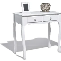 Console blanche Iris esprit romantique 2 tiroirs