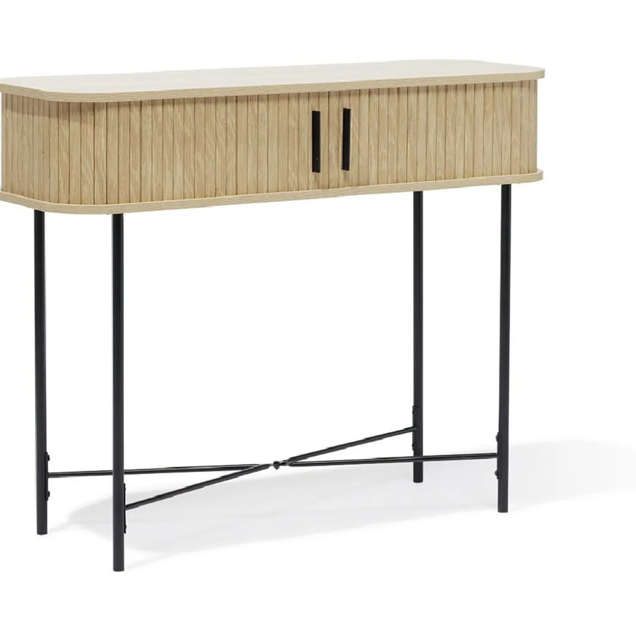 Console Grège bois naturel et noir - L100xP35xH80 cm