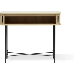 Console Grège bois naturel et noir - L100xP35xH80 cm