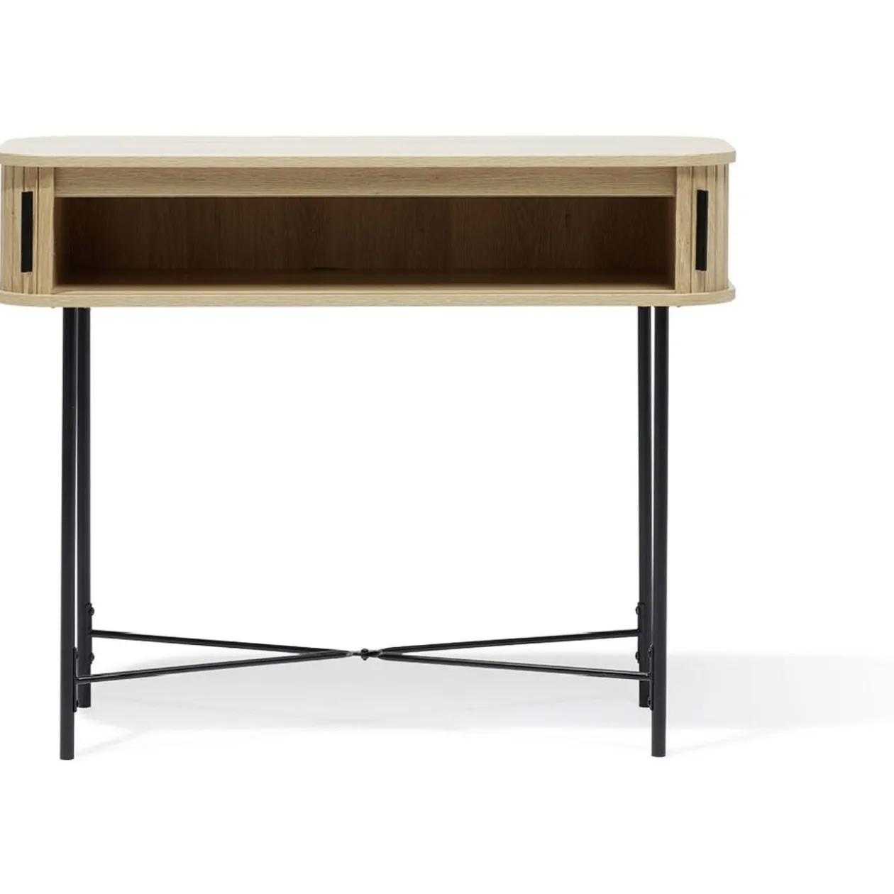 Console Grège bois naturel et noir - L100xP35xH80 cm