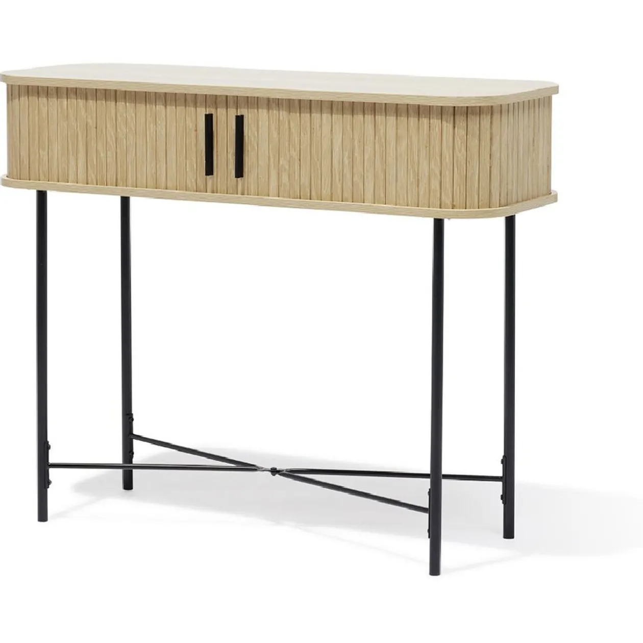 Console Grège bois naturel et noir - L100xP35xH80 cm
