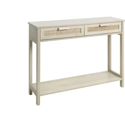 Console Kanna 2 tiroirs cannage rotin L.100 x P.30 x H.75 cm