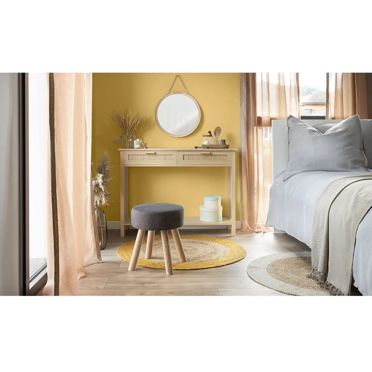 Console Kanna 2 tiroirs cannage rotin L.100 x P.30 x H.75 cm