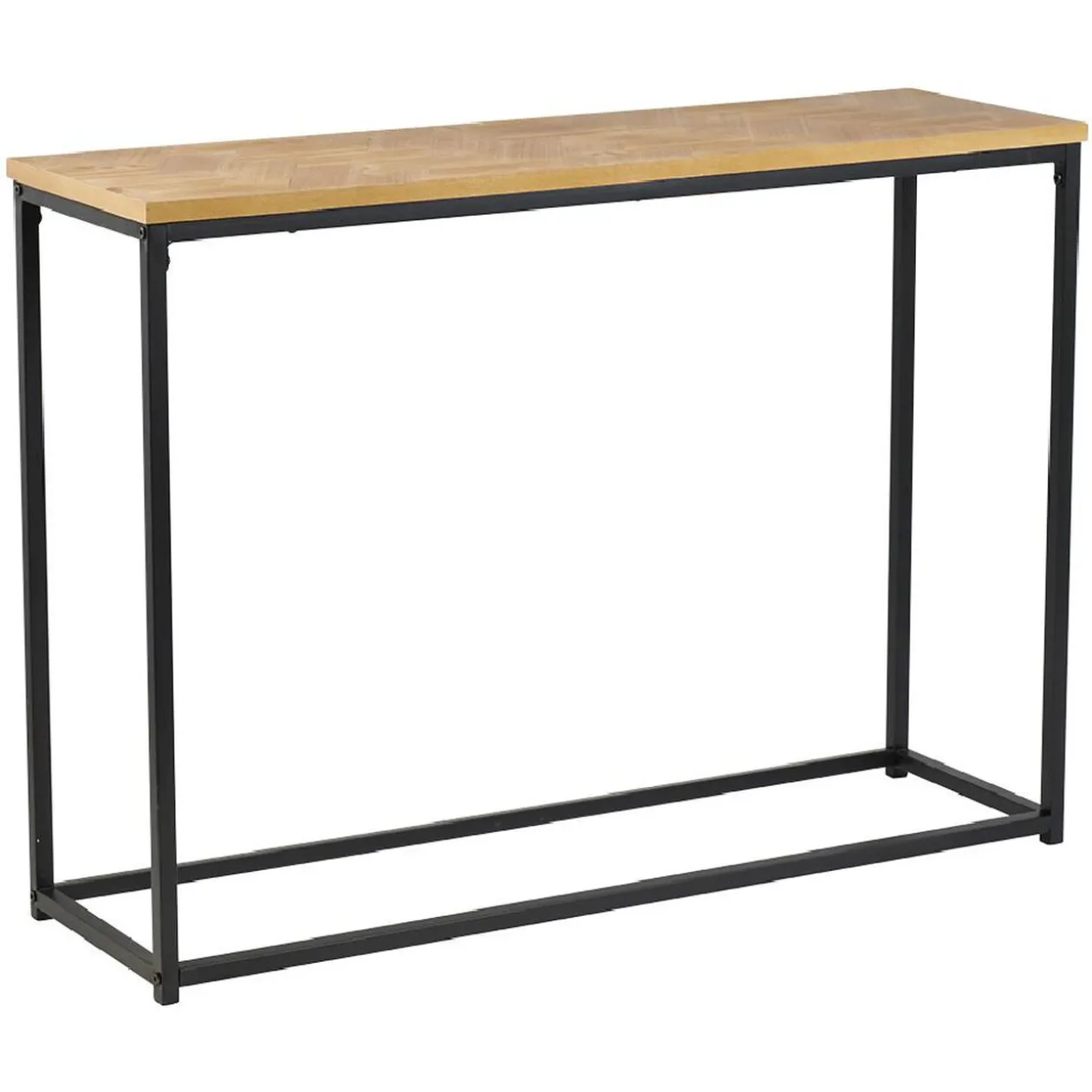 Console motif chevrons naturel et pieds noirs