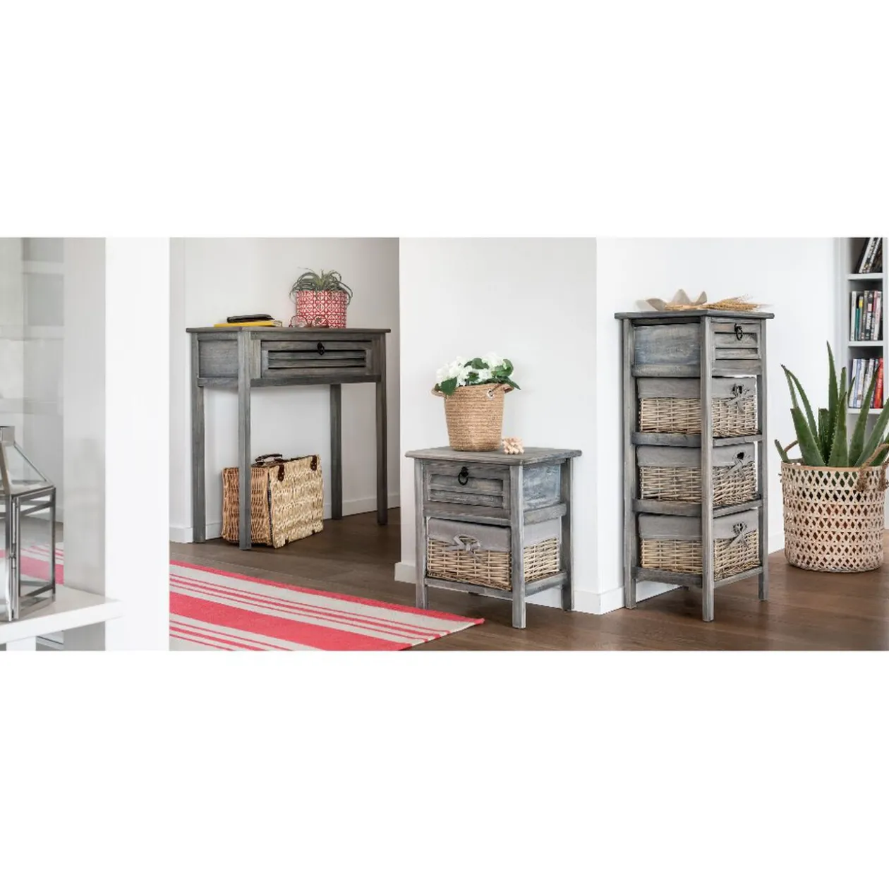 Console Saint Malo gris anthracite 1 tiroir