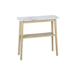 Console Scarlett bois plateau effet marbre gris et blanc 80x30xH80cm