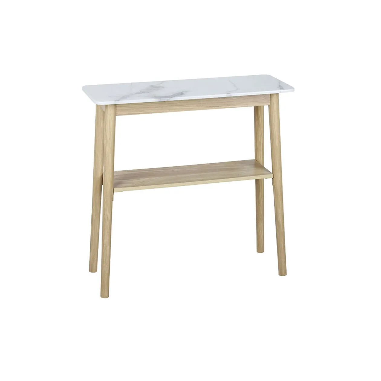 Console Scarlett bois plateau effet marbre gris et blanc 80x30xH80cm