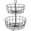 Corbeille à fruits 2 niveaux métal noir Ø28xH38cm