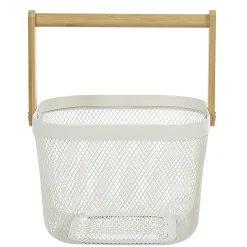 Corbeille à fruits avec anse métal blanc naturel