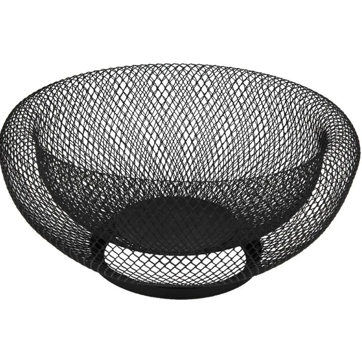 Corbeille ronde en métal grillagé noir