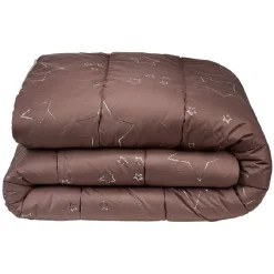 Couette 2 personnes tissu marron imprimé métallique 240x260 cm