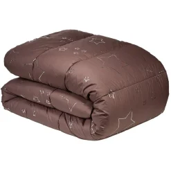 Couette 2 personnes tissu marron imprimé métallique 240x260 cm