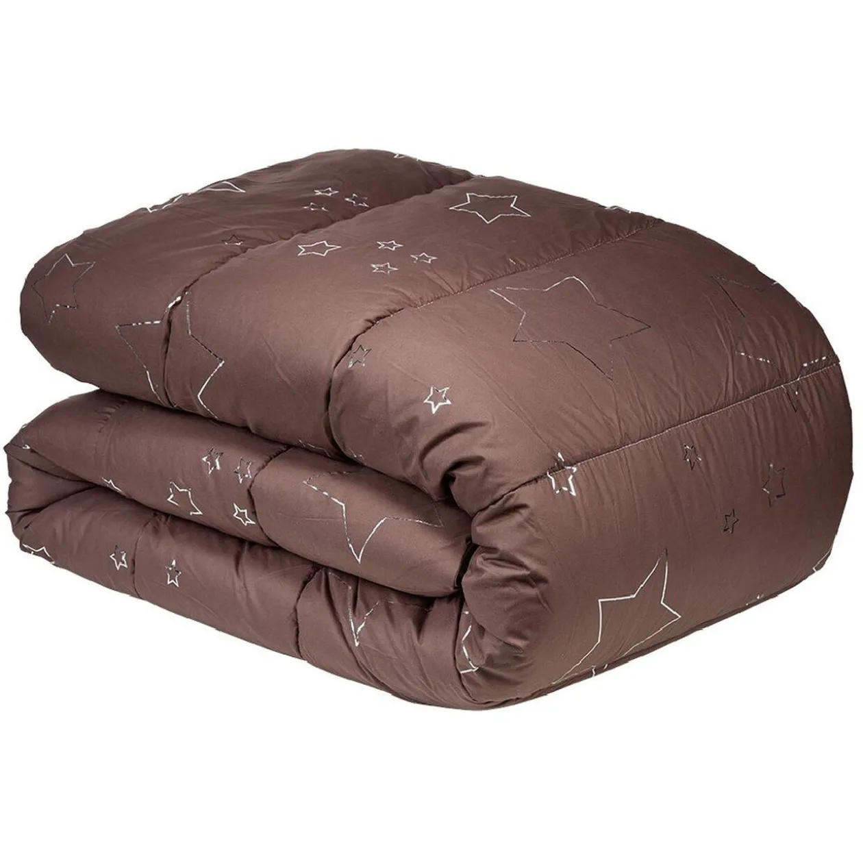 Couette 2 personnes tissu marron imprimé métallique 240x260 cm